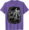 Midnight Woodland Rabbit Art Apparel Graphic Tees Creepy Black Rabbits Moonlit Forest Gothic Horror Halloween T-Shirt -