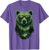 Bear Wildlife Deer Campfire Nature Apparel Bear Sunglasses Wildlife Deer Campfire Nature Vintage Forest T-Shirt - Purple Heather
