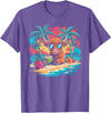 Summer Vibes Highland Cow Funny Beach Vacation Tee Tropical Highland Cow Summer Vibes Funny Beach T-Shirt - Purple Heather