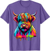 Cute Highland Cow Gifts Colorful Highland Cow T-Shirt - Purple Heather