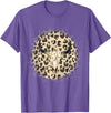 Funny Leopard Cow Skull designs Funny Leopard Cow Skull print Flower Rustic Turquoise T-Shirt - Purple Heather