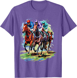 Horse Lover Gift Co. Funny Horse Racing Jockey Racer Derby Rider Race Track T-Shirt - Purple Heather