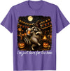 Halloween Tees Kids Women Men I'm Just Here for The Boos Funny Raccoon Pumpkin Halloween T-Shirt - Purple Heather