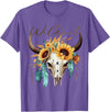 Wild Soul Boho Cow Skull Sunflowers Mothers Day Wild Soul Boho Cow Skull Sunflower Vintage Western T-Shirt - Purple Heather