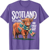 Funny Scottish Highland Cow Scotland is Calling and I Must go Scottish Highland Cow T-Shirt - Purple Heather