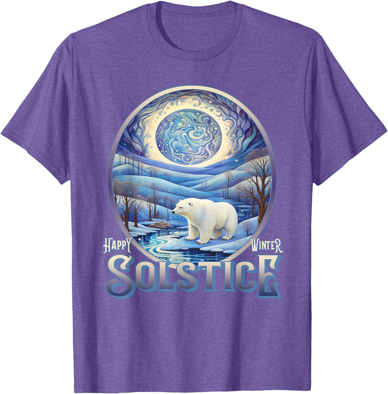 Winter Solstice Gifts by PLOLDS Happy Winter Solstice Yule Polar Bear T-Shirt - Purple Heather