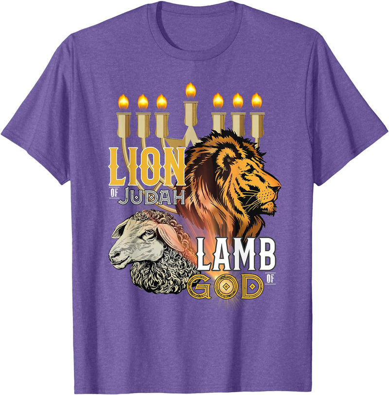 Claudia Williams Apparel Lion of Judah Lamb of God T-Shirt - Purple Heather