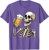 Halloween Skull Skeleton Drinking Beer Funny Kids Skeleton Drinking Beer Halloween Spooky Season Mens Womens T-Shirt -