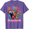 Colorful Rainbow Family Bear Autism Awareness Autism Grandma Colorful Rainbow Grandma Bear Autism T-Shirt - Purple Heather