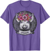 Pig with Flowers Vegan Retro Products Pig with Flowers Vegan Retro – Boho Hippie Cute T-Shirt - Purple Heather
