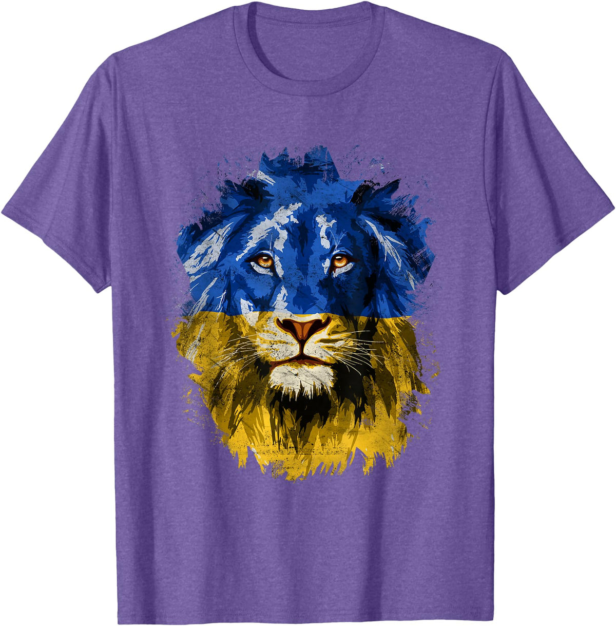 Vintage Yellow & Blue Flag Lion Face National Colours T-Shirt - Purple Heather