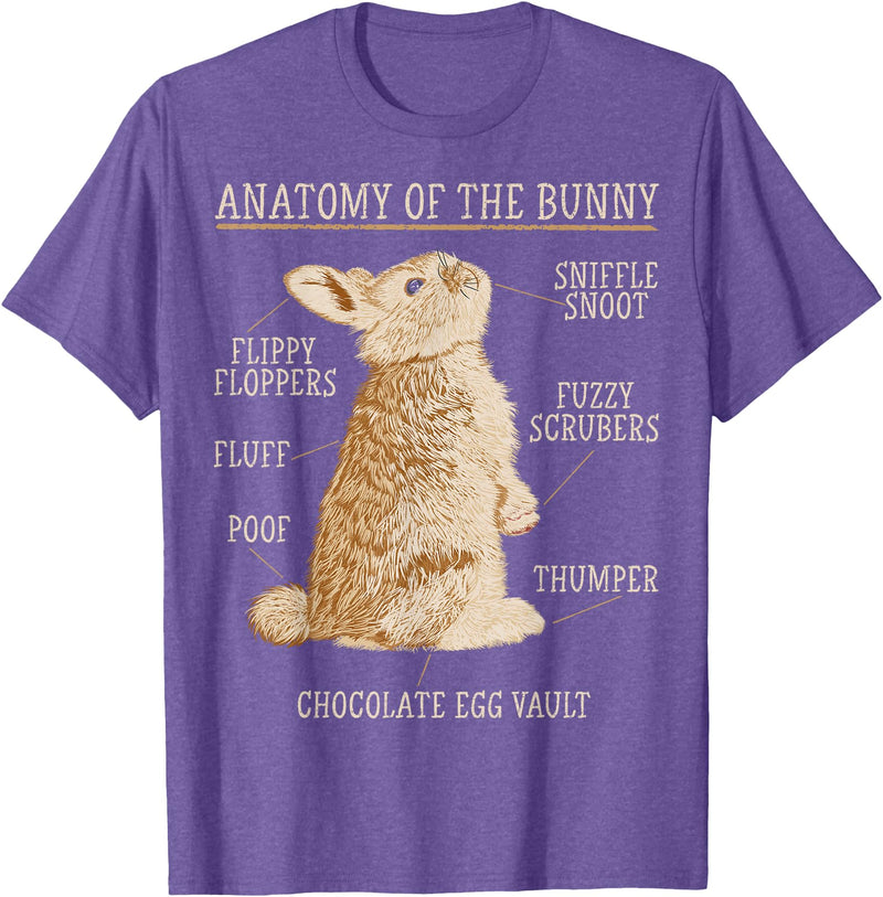 Rabbit Anatomy Bunny Lover Animal Pet Owner T-Shirt in Purple Heather