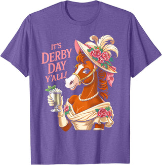 Funny Horse Talk Derby To Me Outfit Men Women Horse Racing It's Derby Day Yall KY Derby Horse 2026 T-Shirt - Purple Heather