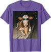 Funny Cow Drinking Iced Coffee Meme Cow Drinking Iced Coffee Funny Animal Meme Tee T-Shirt - Purple Heather