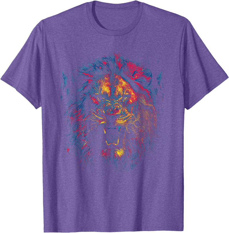 Angry Lion Co. Lion Of Judah African Animal Israelite Reggae Lion T-Shirt - Purple Heather