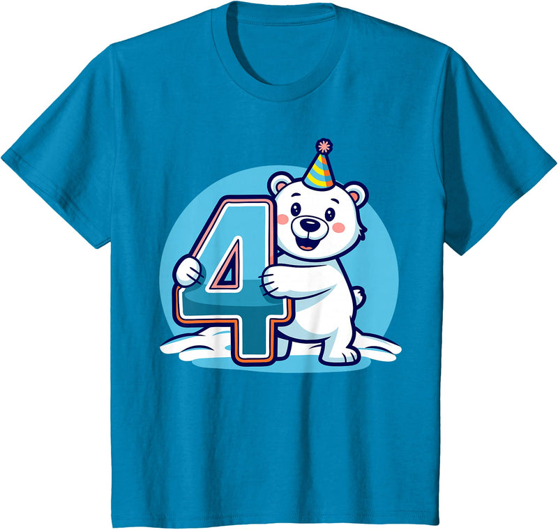 Kids Polar Bear Shirts Kids 4th Birthday Polar Bear Kids T-Shirt - Sapphire Blue