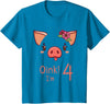 Girls Cute Pig Birthday Designs Co. 4th Birthday Pig Outfit Pig Face Gift 4 year old Girl Boy T-Shirt - Sapphire Blue