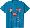 Girls Cute Pig Birthday Designs Co. 3rd Birthday Pig Outfit Pig Face Gift 3 year old Girl Boy T-Shirt - Sapphire Blue