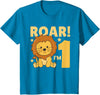 Cute Animals For Every Child's Birthday Kids 1st Birthday Lion 1 Year Old Cub Lion T-Shirt - Sapphire Blue