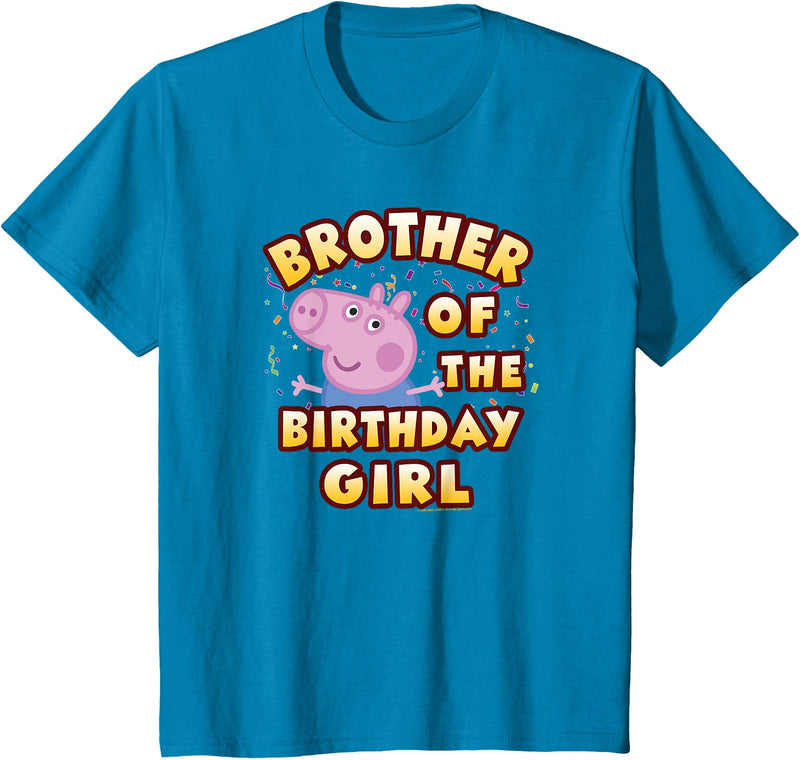 Kids Peppa Pig George Pig Birthday Brother of The Girl T-Shirt - Sapphire Blue
