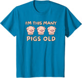 Pigs lover Birthday Gifts Toddler I'm This Many Pigs Old - 3rd Birthday Pig 3 Years Old Bday T-Shirt - Sapphire Blue