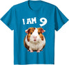 9 years old 9th birthday Guinea Pig 9 Years old 9 birthday Guinea Pigs Boy Girl Guinea Pig T-Shirt - Sapphire Blue