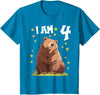 4 years old 4th birthday Bear Kids 4 Years old 4 birthday Bears Boy Girl Bear T-Shirt - Sapphire Blue