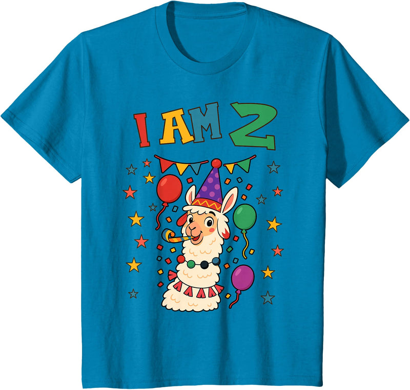 2 years old 2th birthday Llamas Llama Alpaca Shop 2 Years Old 2 Birthday Llamas Alpaca Boy Girl Llama T-Shirt - Sapphire Blue