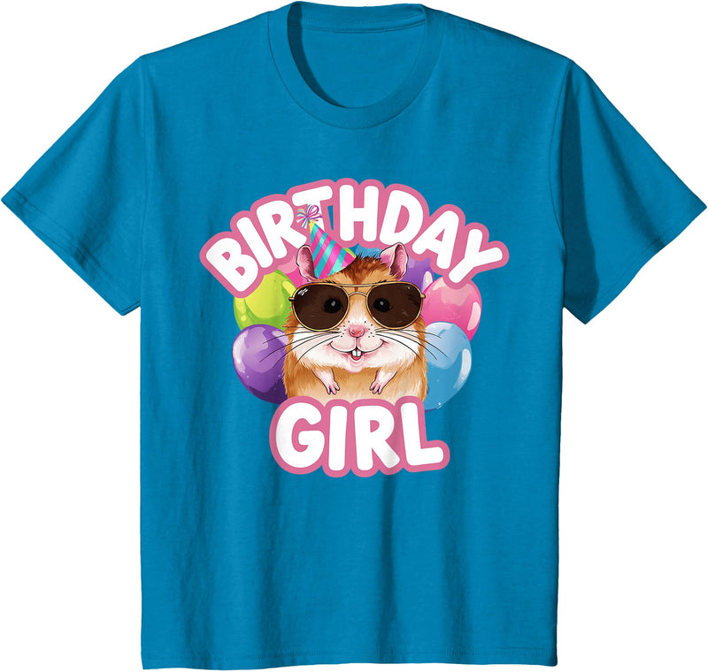 Girl Birthday Hamster Kids T-Shirt - Sapphire Blue