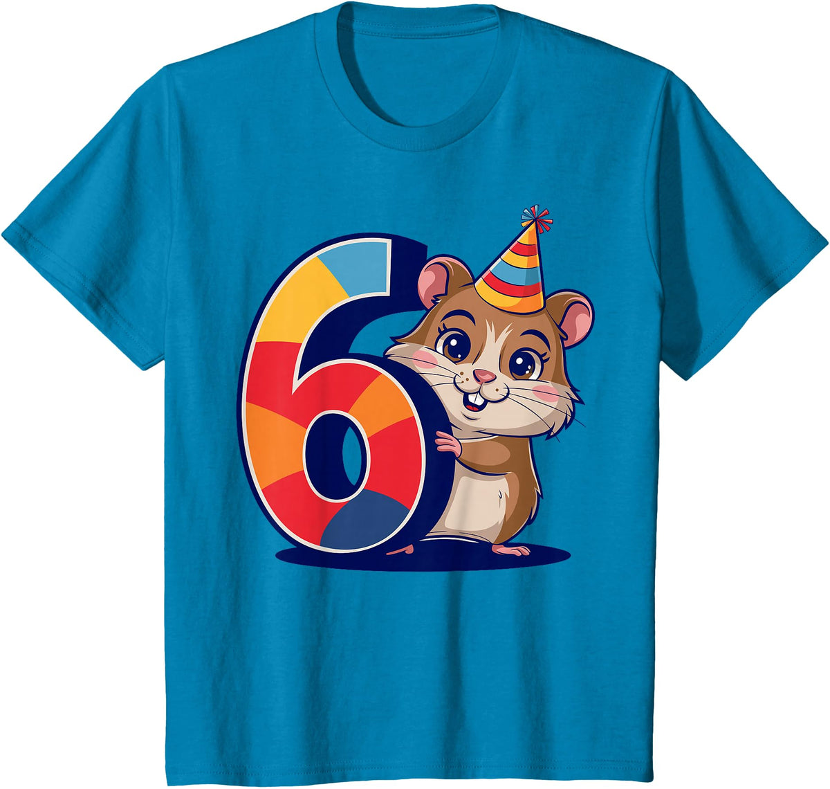 6th Birthday Hamster Kids T-Shirt - Sapphire Blue