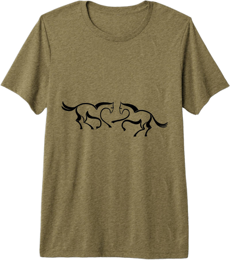 Clothing25 Horses! Premium Tri-Blend T-Shirt - Straight - Olive Green