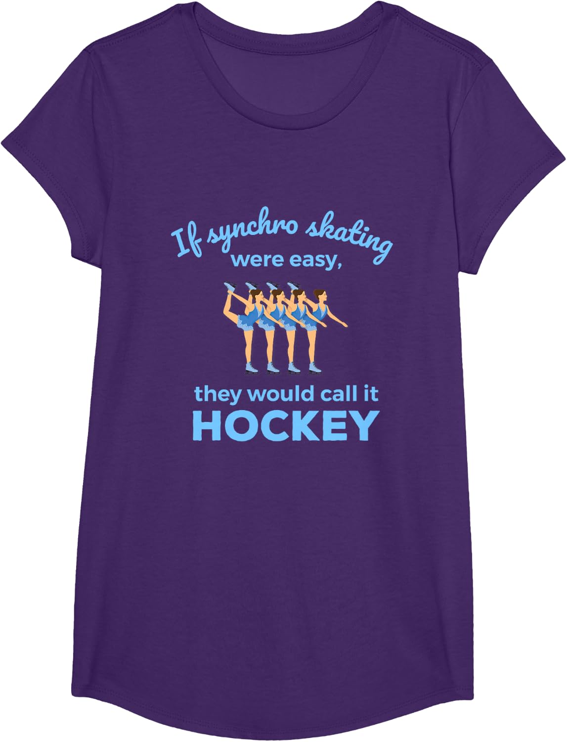 Synchronized Skating If Easy Quote Skater T-Shirt - Girls Purple