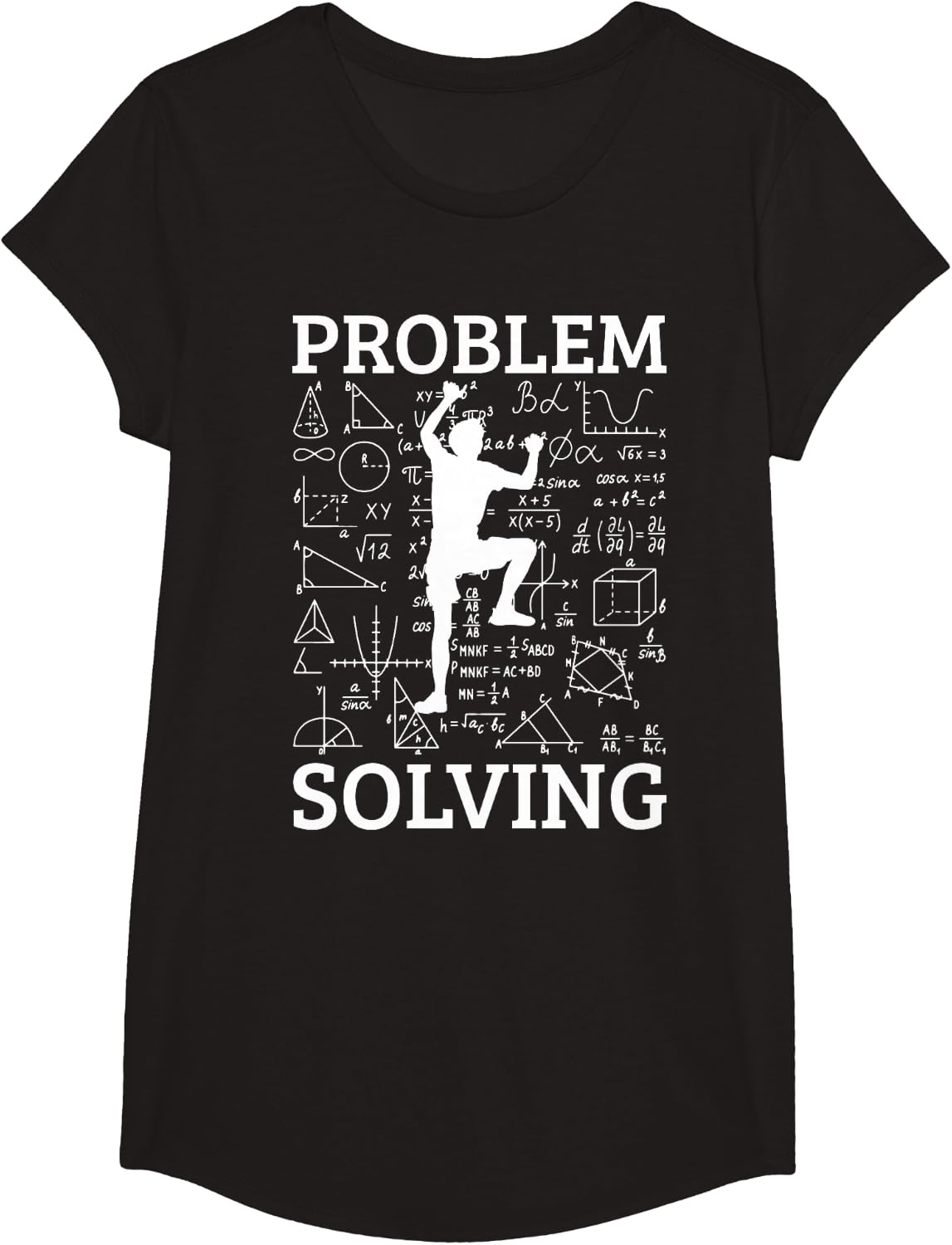 Climbing Problem Solving Rock Climber Bouldering Climb Wall T-Shirt - Girls Black