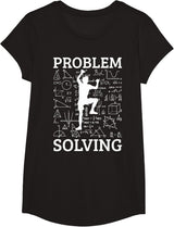Climbing Problem Solving Rock Climber Bouldering Climb Wall T-Shirt - Girls Black