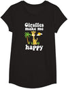 Animal Lover Outfit Gifts Girls Women Giraffes Make Me Happy T-Shirt - Girls - Navy Blue