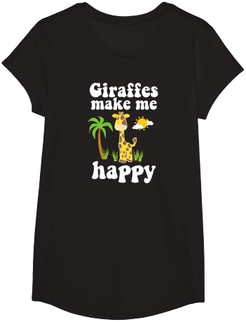 Giraffes Make Me Happy T-Shirt - Girls