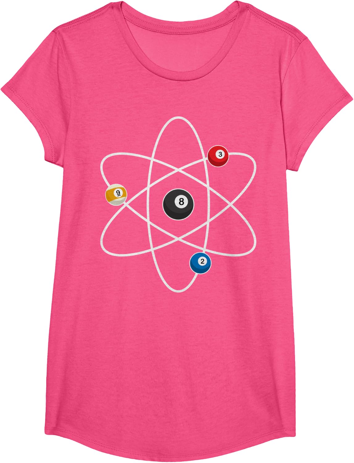 Cool Billiard Design For Men Women Atom Cue Ball Sport Game T-Shirt - Girls Pink Heather