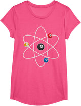 Cool Billiard Design For Men Women Atom Cue Ball Sport Game T-Shirt - Girls Pink Heather