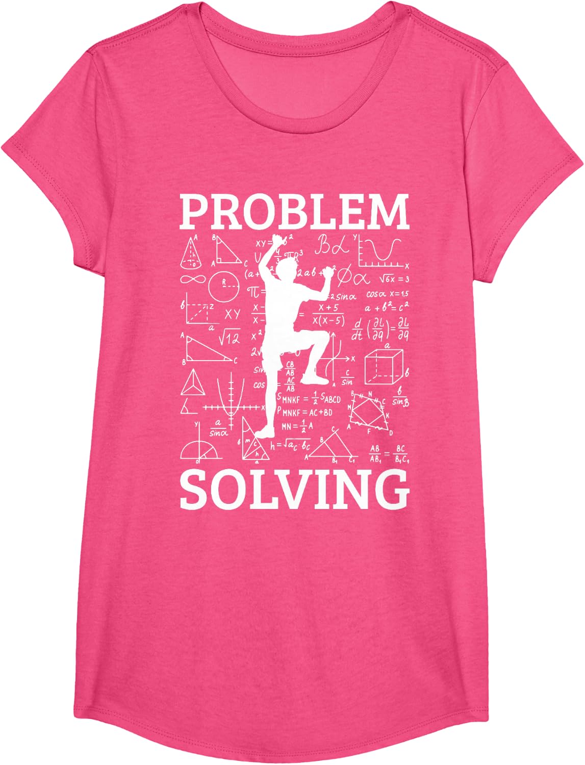 Climbing Problem Solving Rock Climber Bouldering Climb Wall T-Shirt - Girls Pink Heather