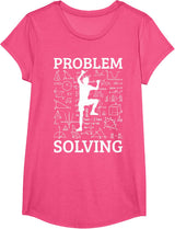 Climbing Problem Solving Rock Climber Bouldering Climb Wall T-Shirt - Girls Pink Heather