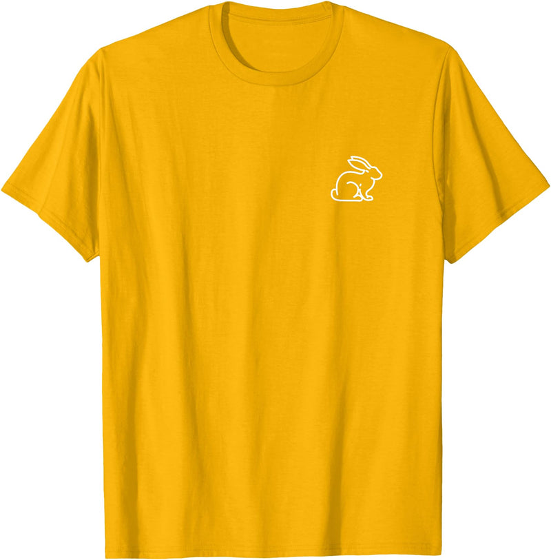Bunny Rabbit Hare Animal Badge Patch Line Art Outline Gift T-Shirt in Golden Yellow