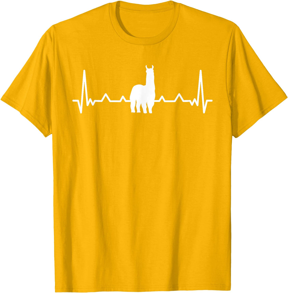 LLama Gifts & Accessories Llama Heartbeat Alpaca Llama Lover T-Shirt - Golden Yellow