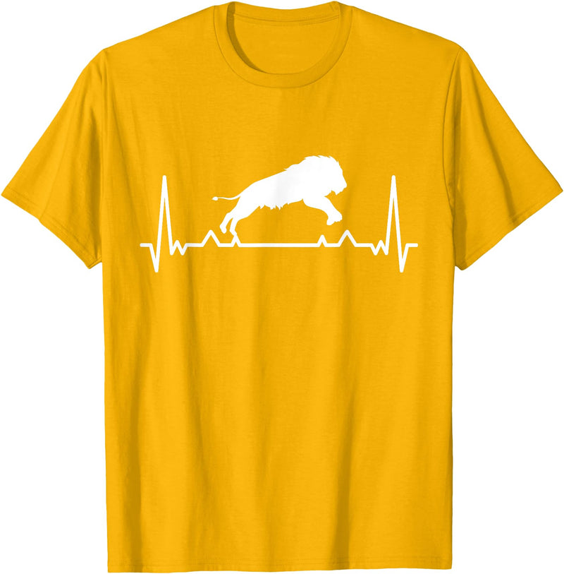 Africa Animal Safari Lion Gift Africa Lion Safari Animal Heartbeat Gift Lion T-Shirt - Golden Yellow