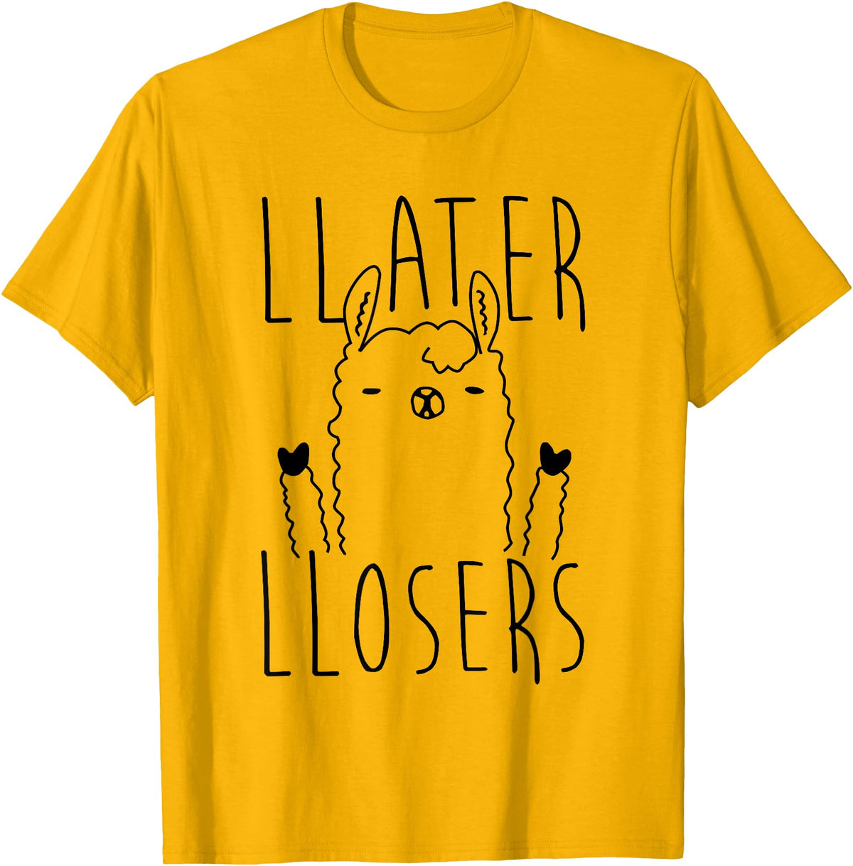 Foxy AF Later Losers Llama T-Shirt T-Shirt - Golden Yellow