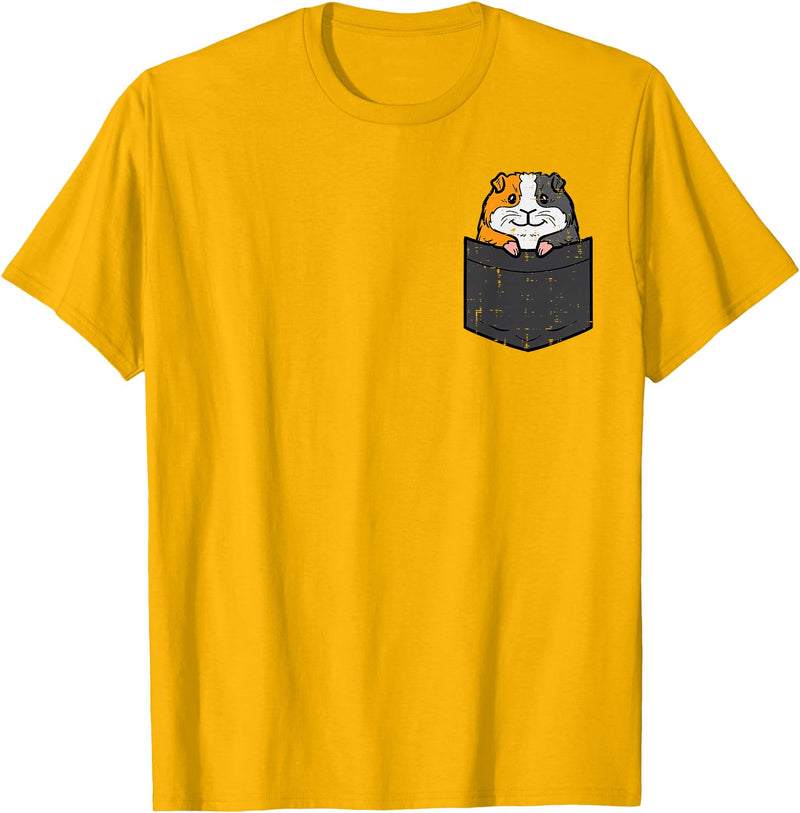 Guinea Pig Shirts For Men Women Kids Gift Guinea Pig Pocket Funny Cavy Rodent Animal Men Women Kids T-Shirt - Golden Yellow