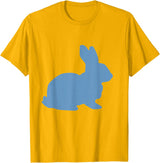 Cute Blue Rabbit Lover Bunny Graphic T-Shirt in Golden Yellow