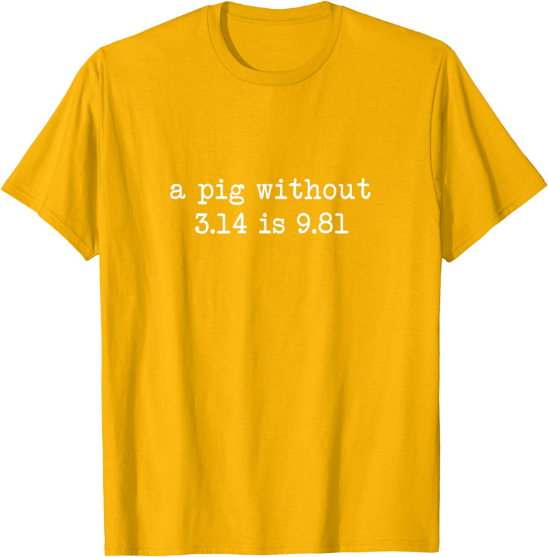 Pig Pi Gravity Math and Physics A Pig Without 3.14 Is 9.81 Math Physics T-Shirt - Golden Yellow