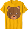 Fun And Cute Animal T-Shirts Bear Face Costume Shirt Funny And Cute Animal Tee T-Shirt - Golden Yellow