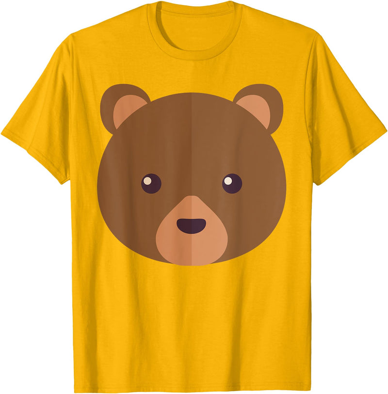Fun And Cute Animal T-Shirts Bear Face Costume Shirt Funny And Cute Animal Tee T-Shirt - Golden Yellow