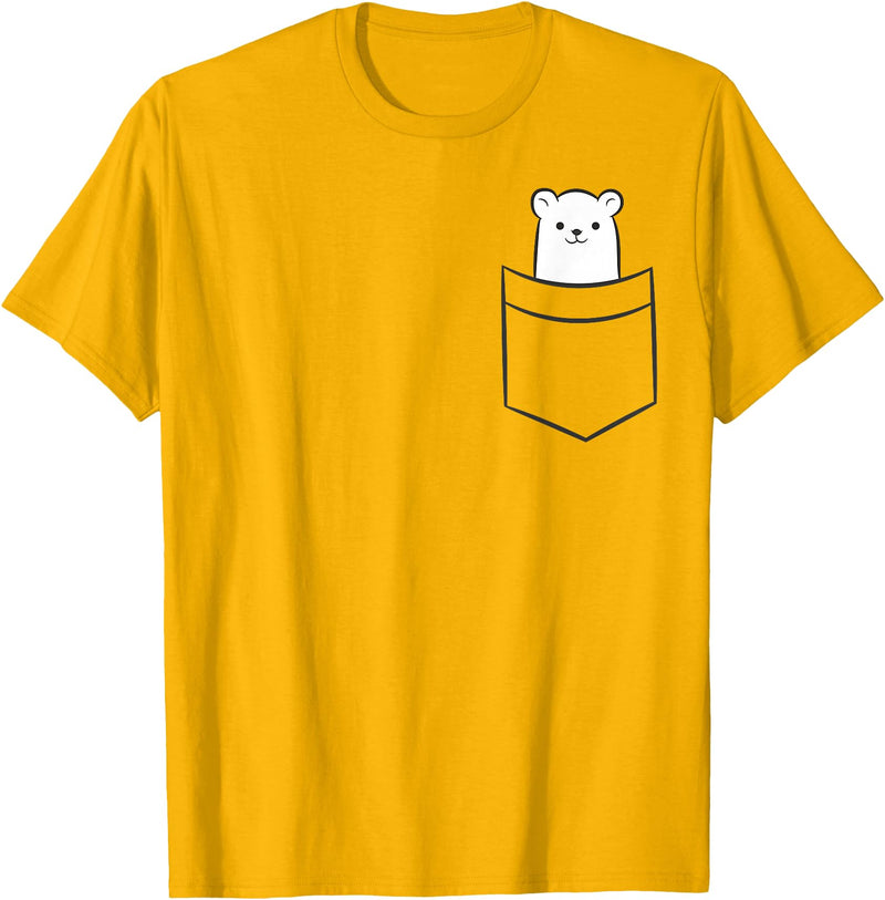 Arctic Polar Bear Tees And Gifts Polar Bear In The Pocket Funny Pocket Polar Bear T-Shirt - Golden Yellow